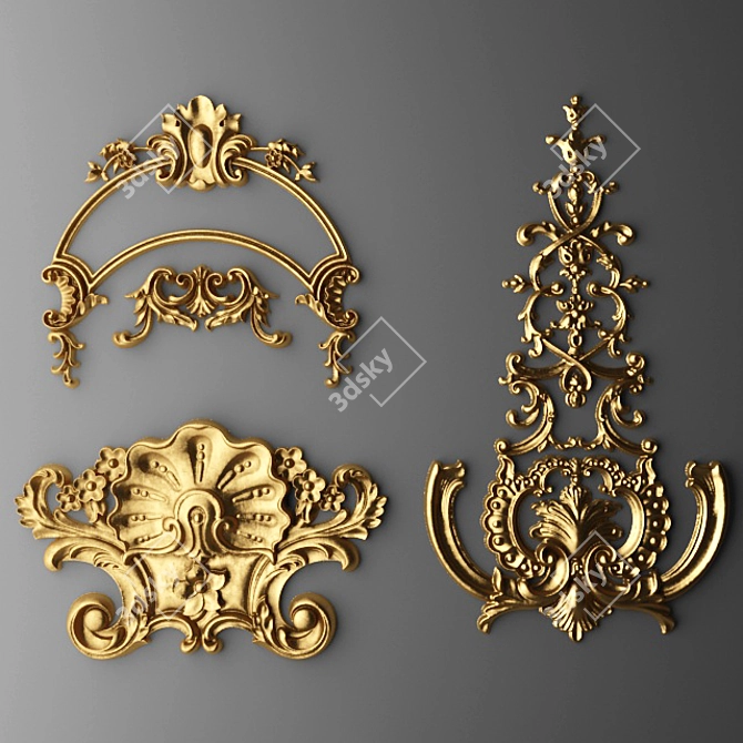 Elegant Stucco Cartouche 3D model image 1