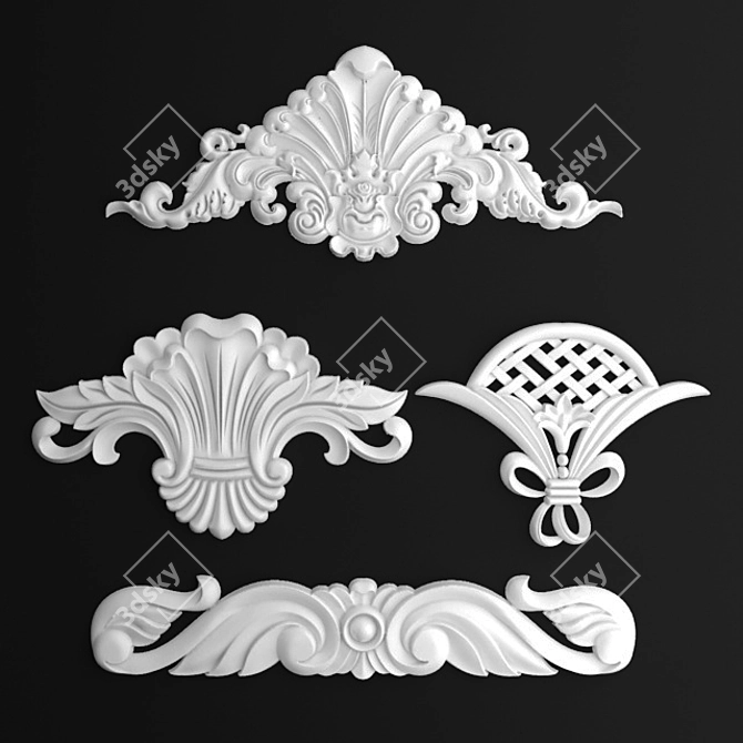 Elegant Stucco Crown: Cartouche Design 3D model image 1