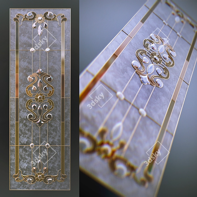 Elegant Stained Glass Panel 3D model image 1