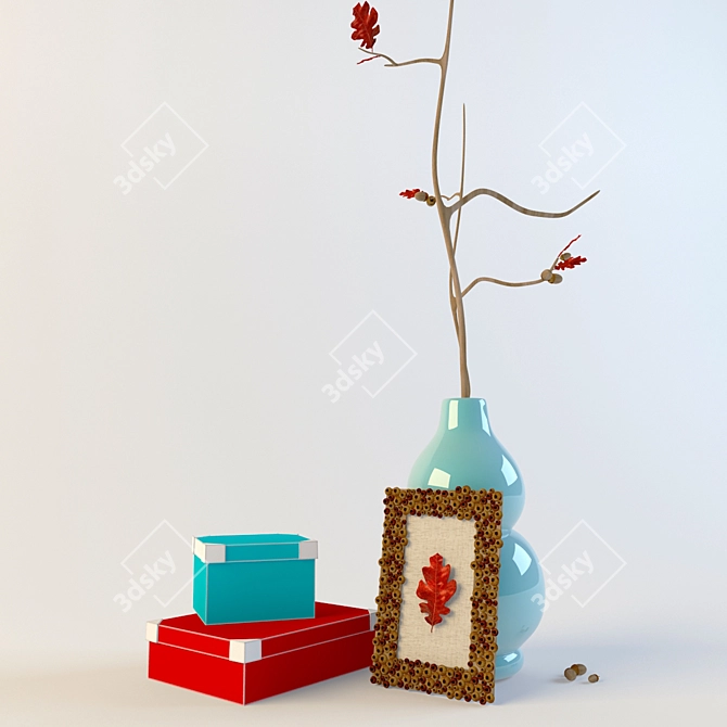 Title: Rustic Acorn Decor Set 3D model image 1