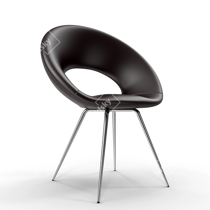 Sleek Leather Ring Chair 3D model image 1