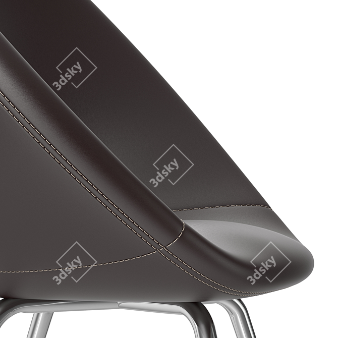 Sleek Leather Ring Chair 3D model image 2