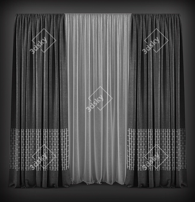 Modern Style Curtains 3D model image 1