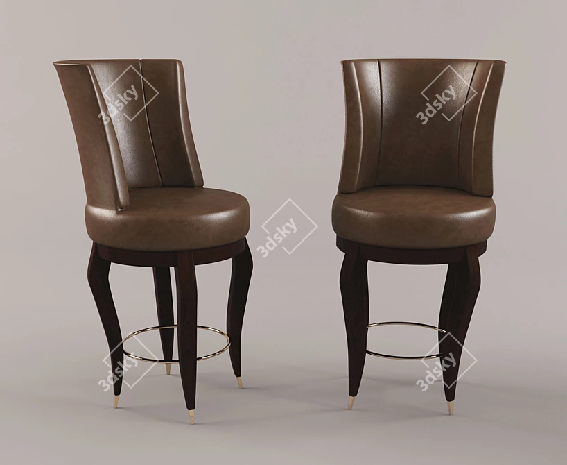 Modern Metal Bar Stool 3D model image 3