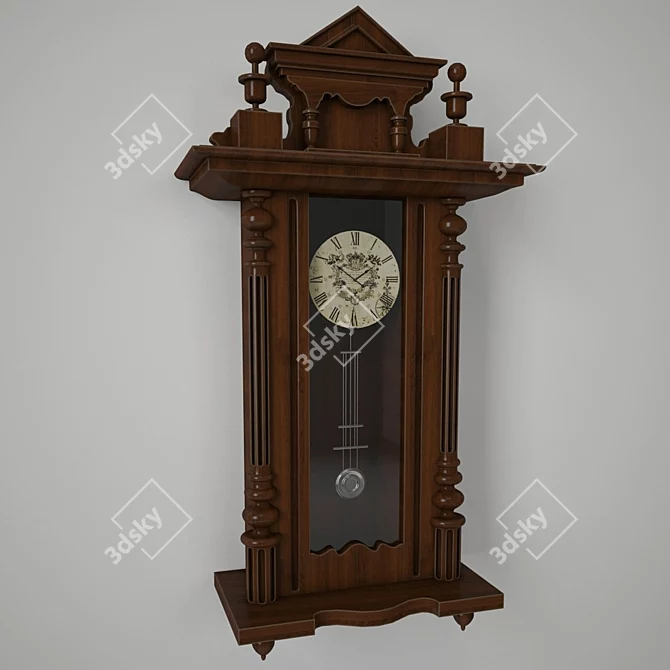  Antique Style Walnut Wall Clock - Gustav Becker 3D model image 1