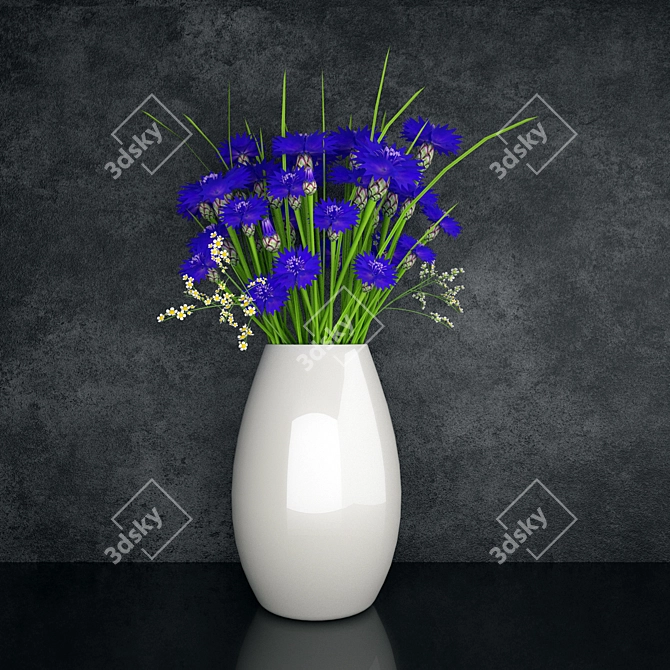 Vibrant Cornflower Bouquet 3D model image 1