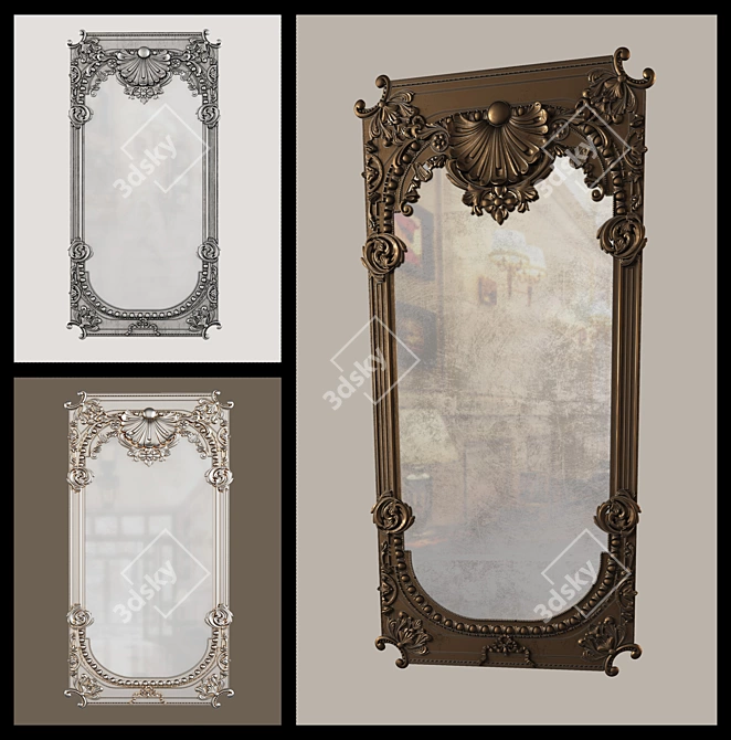 Vintage Reflection: Classic Old Mirror 3D model image 1