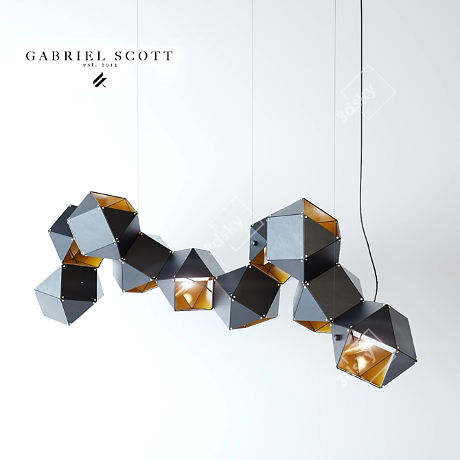 Sculptural Geometric Chandelier 3D model image 2