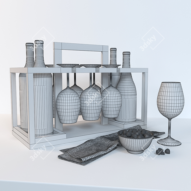 Elegant Wine Box Set 3D model image 2
