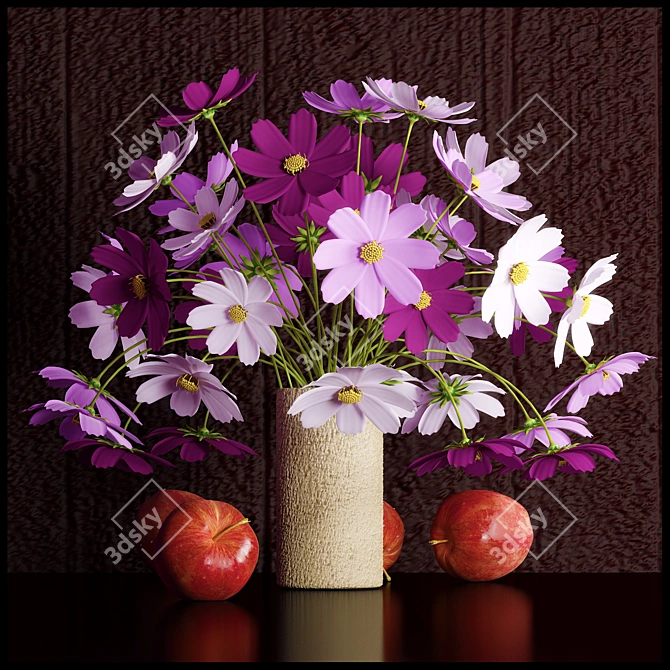 Blooming Love: Cosmos Flowers 3D model image 1