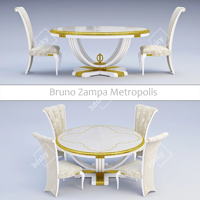 Bruno Zampa Round Table Set 3D model image 1