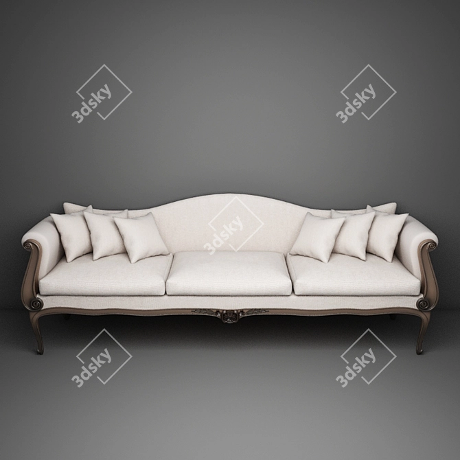 Rustic Elegance: Shallow 3-Seater 3D model image 1