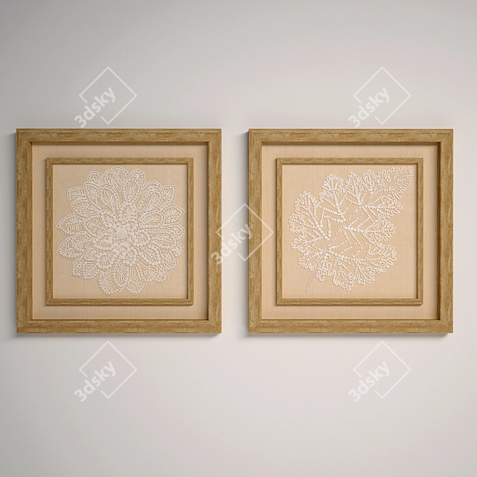 Elegant Lace Wall Panel 3D model image 1