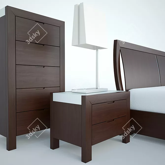Madrid Bed: Side Tables & Dresser 3D model image 2