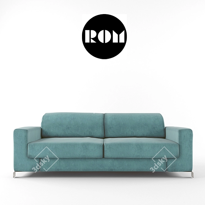 ROM Blue: Adjustable Headrest Sofa 3D model image 1