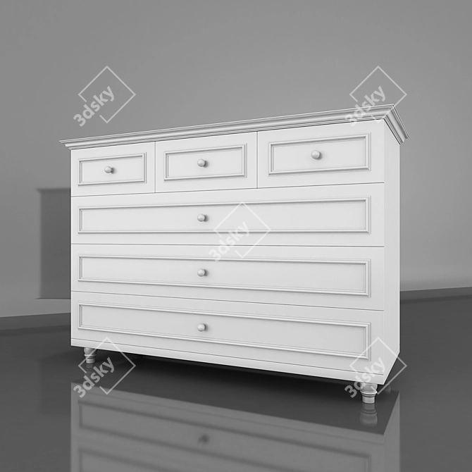 Elegant White Chest of Drawers 3D model image 1