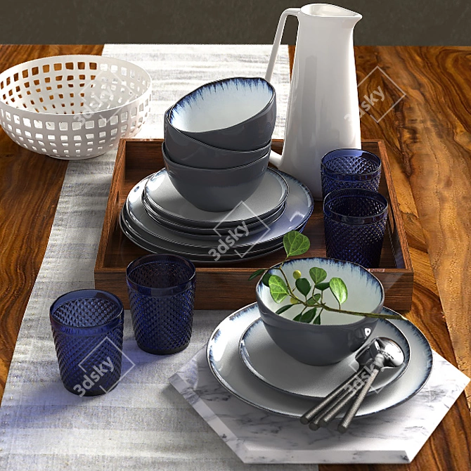 CB2 Complete Dining Set 3D model image 1