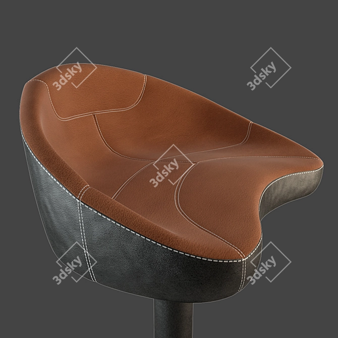 Sleek Black Bar Stool 3D model image 2