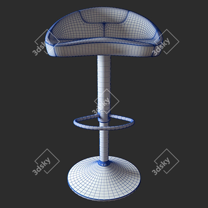 Sleek Black Bar Stool 3D model image 3