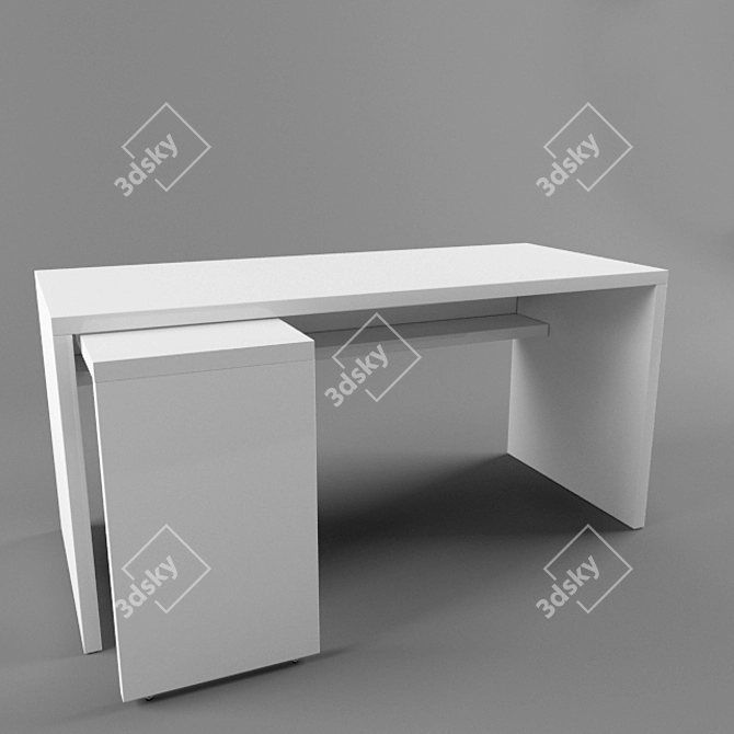 IKEA MALM 151x65: Sleek White Desk 3D model image 2