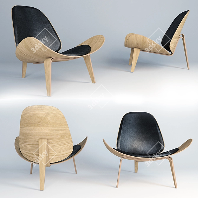 Classic Shell Chair by Wegner & Paul Smith 3D model image 2