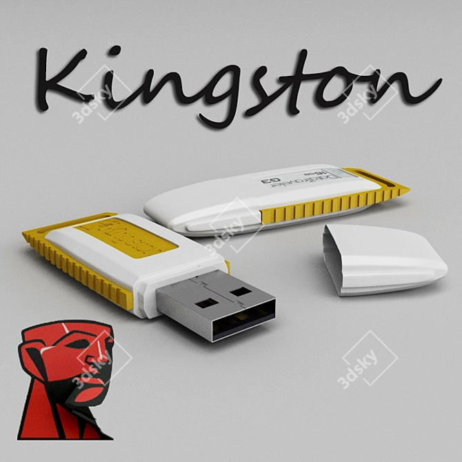 Compact Kingston 16GB Flash Drive 3D model image 1