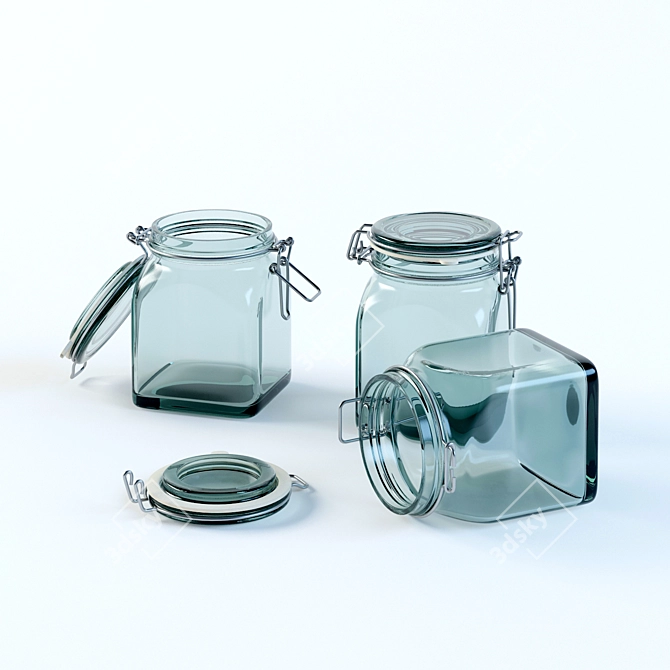 Secure Storage Jar with Glass Lid and Metal Lock 3D model image 1