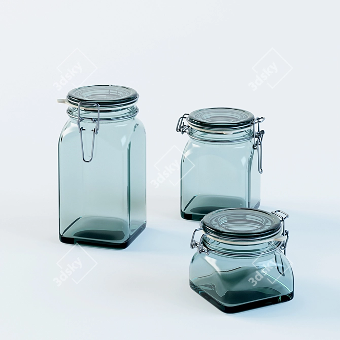 Secure Storage Jar with Glass Lid and Metal Lock 3D model image 2