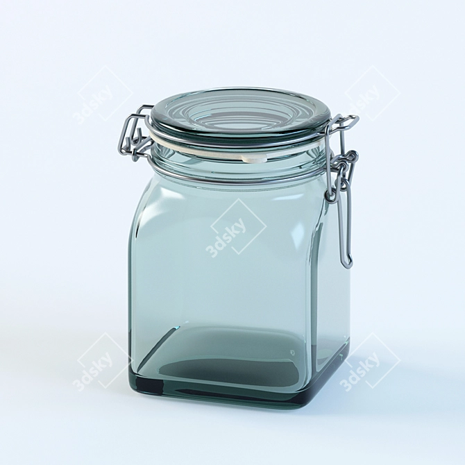 Secure Storage Jar with Glass Lid and Metal Lock 3D model image 3