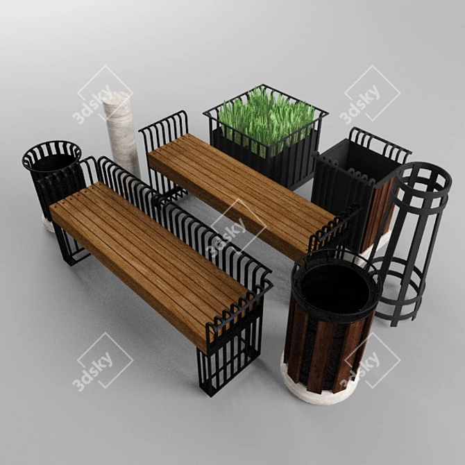 Modern Urban Furniture: Perfect Blend of Style and Function 3D model image 1