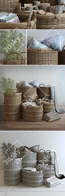 Versatile Handle Basket: Perfect for Storage 3D model image 1