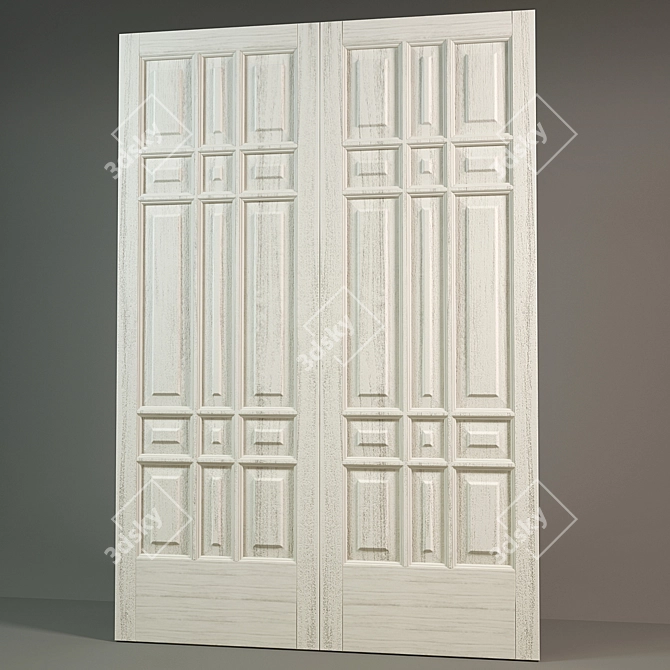 Elegant Paneled Doors 3D model image 1