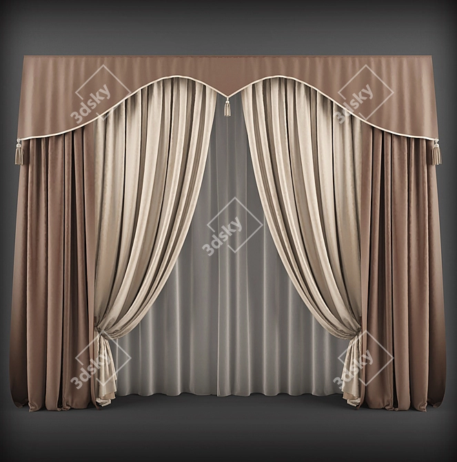 Elegant Classic Curtains 3D model image 1