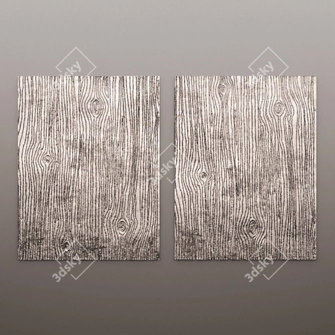 Customizable Wood Carved Wall Panel 3D model image 1