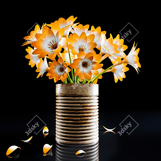 Sunshine Yellow Floral Vase 3D model image 1