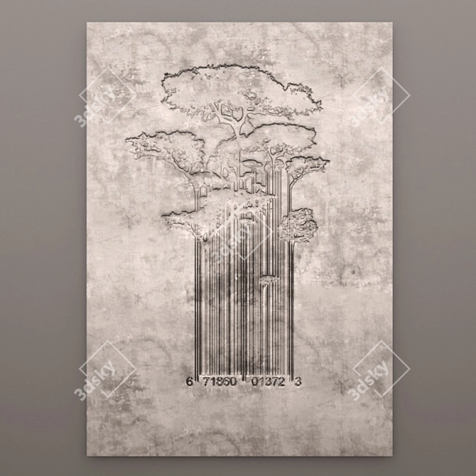 Custom Wood Carved Wall Panel 3D model image 1