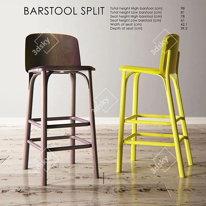 Comfort Split Barstool 3D model image 1