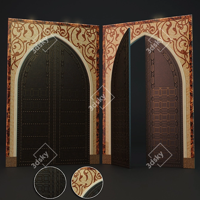 Exquisite Oriental Door 3D model image 1