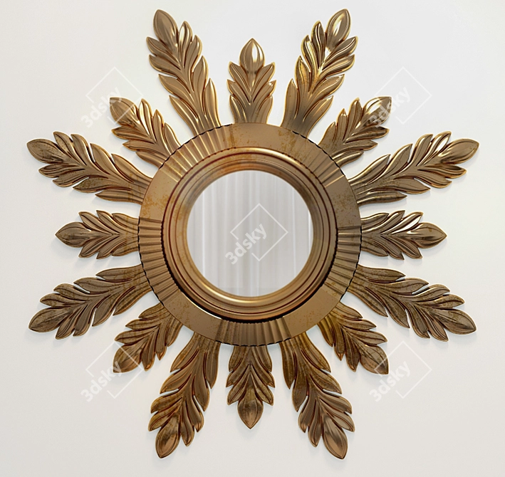 Elegant Round Mirror 3D model image 1