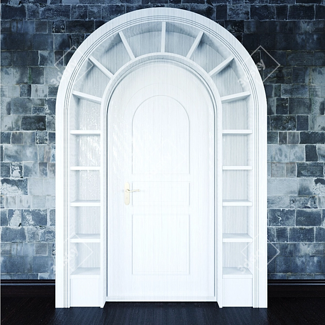 Customizable Wooden Arched Doorway 3D model image 2