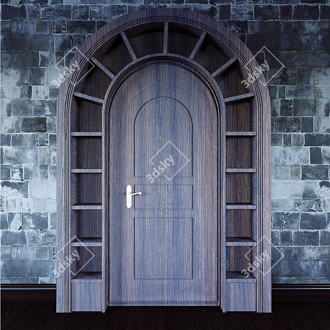 Customizable Wooden Arched Doorway 3D model image 3