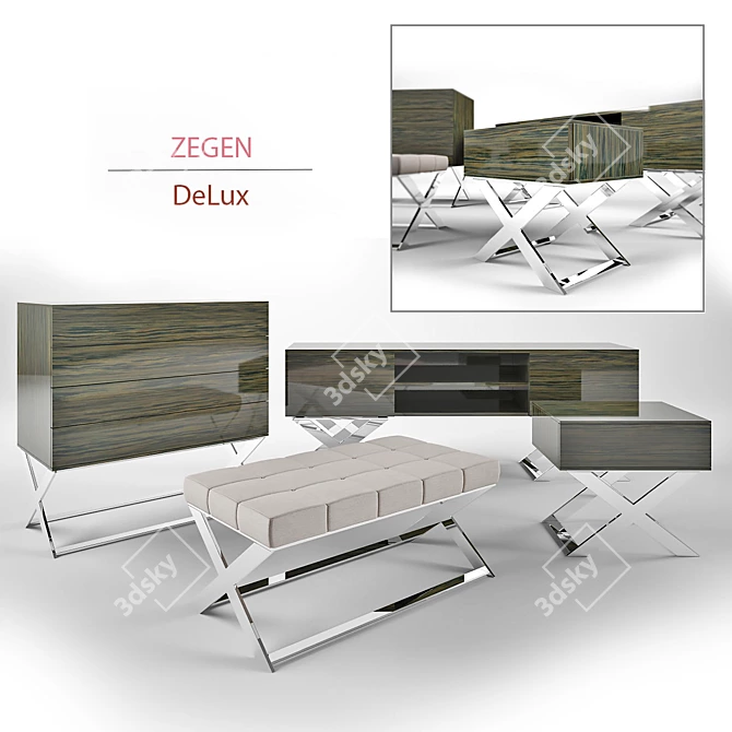 Luxury Bedroom Furniture Set - ZEGEN DeLux Series 3D model image 1