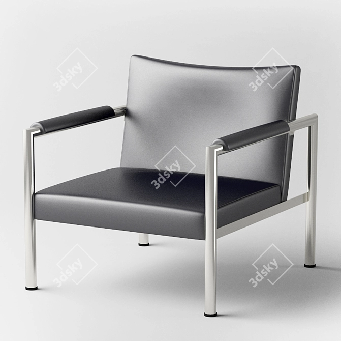 Sleek Chrome Lounge Chair 3D model image 1