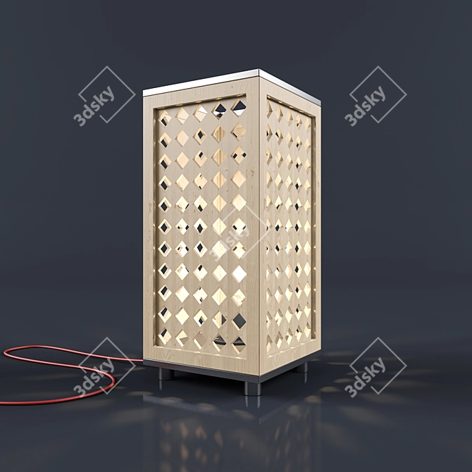 Elegant Metal and Wood Table Lamp 3D model image 1
