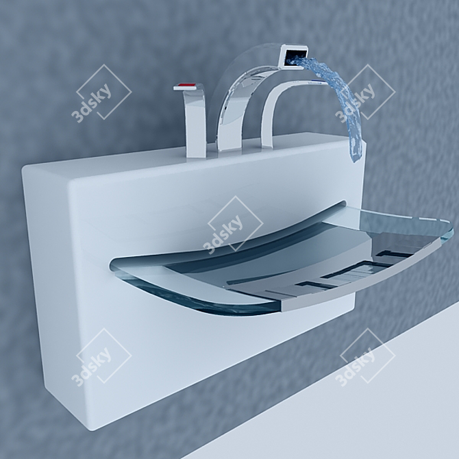 Modern Dual-Purpose Sink/Washer 3D model image 1