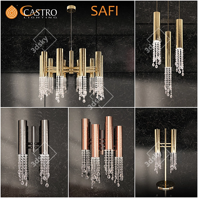 Sleek SAFI Collection: Chandelier, Sconces, Table Lamp 3D model image 1