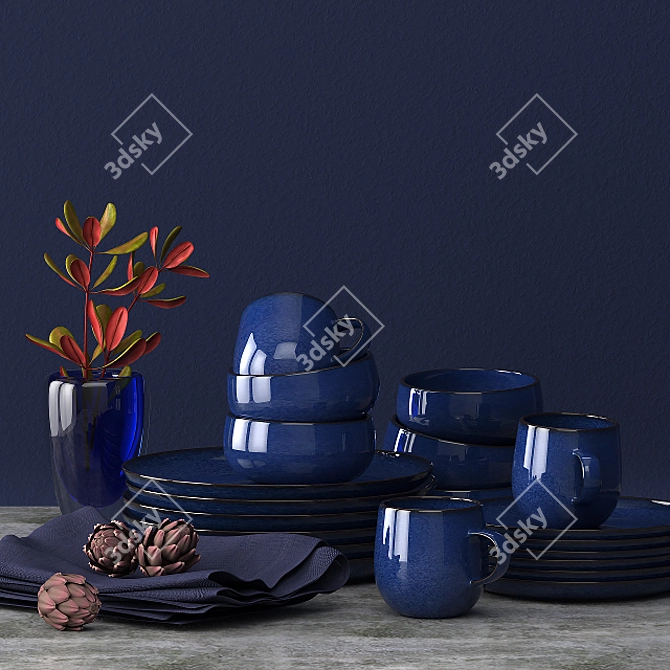  Tranquil Lake Dinnerware Set 3D model image 1