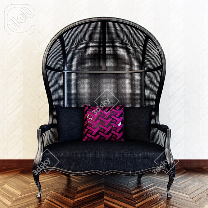 Sturdy Black Roman Chair 3D model image 1
