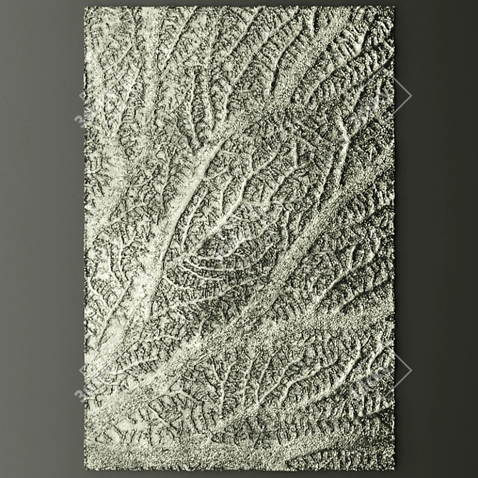 Custom Carved Wooden Wall Panel 3D model image 1