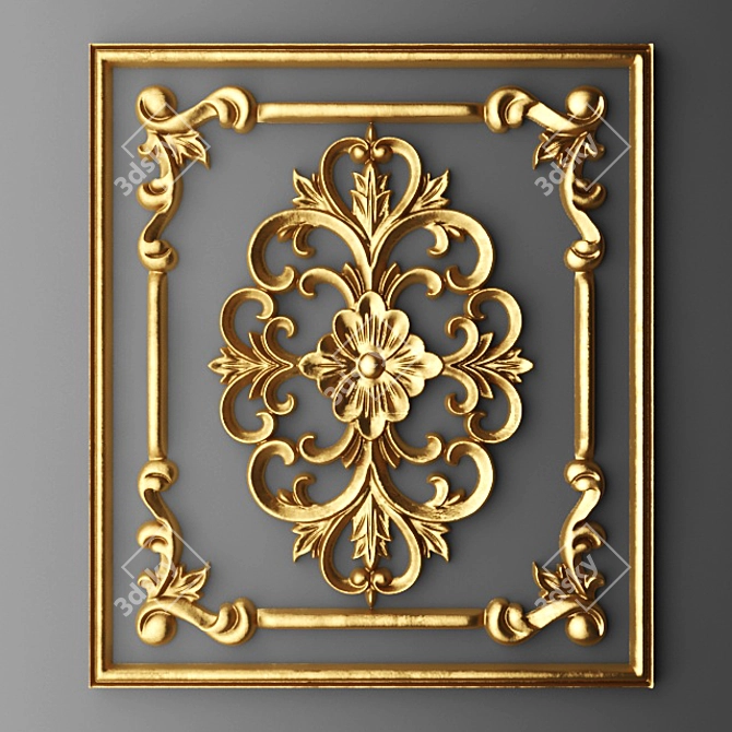 Stucco Frame Carving - Decorative Ornament for Elegant Interiors 3D model image 1